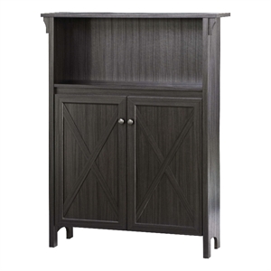 Saint Birch Hawksbury Open Shelf Farmhouse Wood Storage Cabinet in Espresso