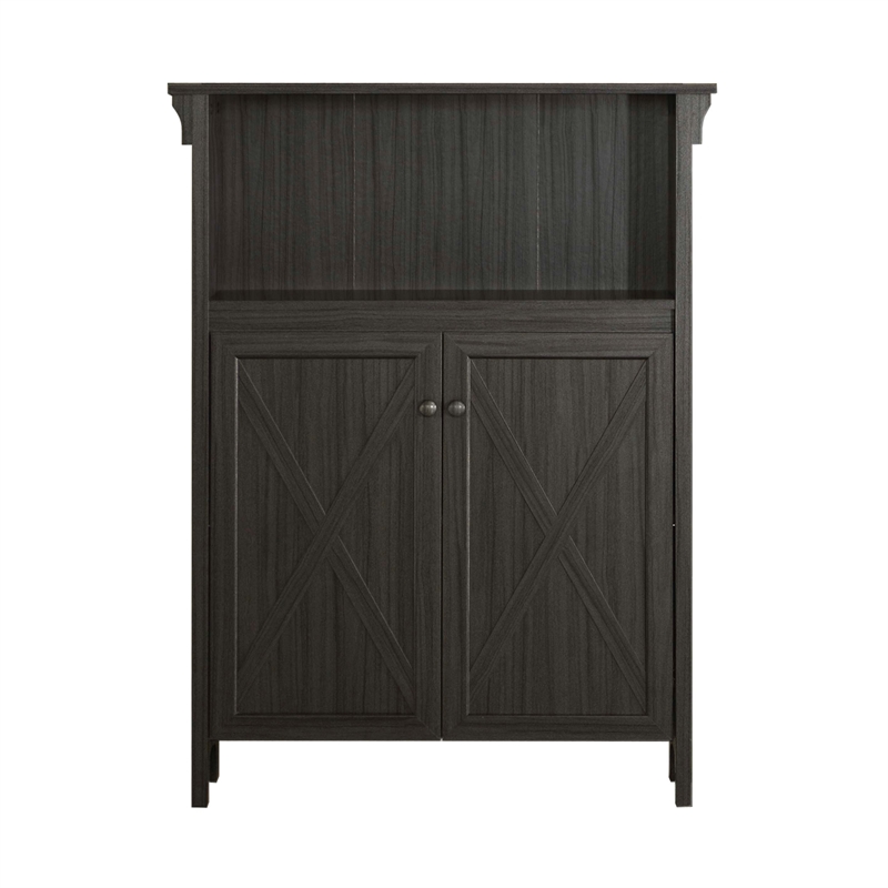 Saint Birch Hawksbury Open Shelf Farmhouse Wood Storage Cabinet in Espresso