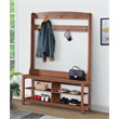 Saint Birch Salisbury 4-Shelf Modern Wood Hall Tree & Shoe Bench in Rustic Brown