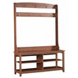 Saint Birch Salisbury 4-Shelf Modern Wood Hall Tree & Shoe Bench in Rustic Brown