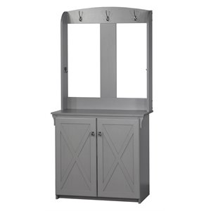 Saint Birch Hawksbury Farmhouse Wood Hall Tree & Cabinet in Gray