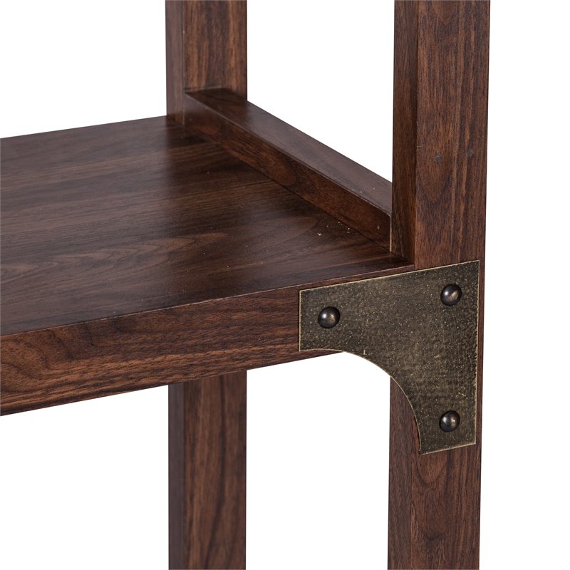Saint Birch Logan 4-Shelf X-Cross Modern Wood Bookcase in Walnut