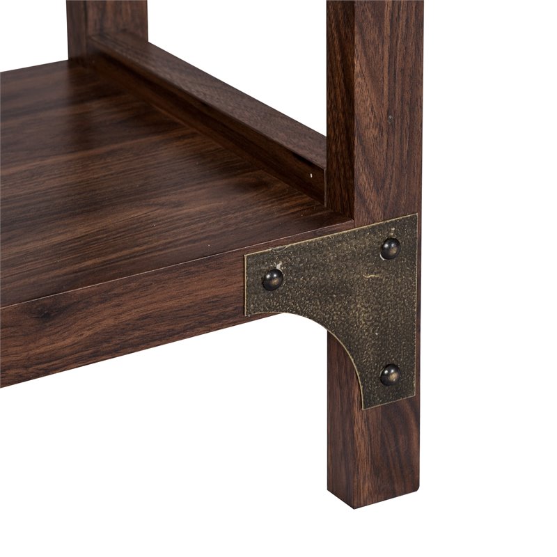 Saint Birch Logan 4-Shelf X-Cross Modern Wood Bookcase in Walnut