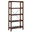 Saint Birch Logan 4-Shelf X-Cross Modern Wood Bookcase in Walnut