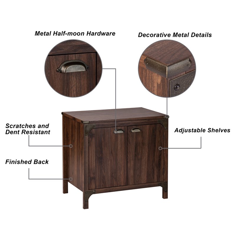 Saint Birch Logan 2-Door Transitional Wood Storage Cabinet in Walnut