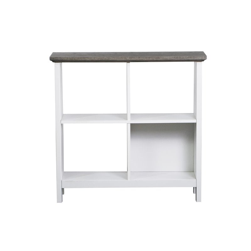 Saint Birch Olivia 4-Shelf Modern Wood Bookcase in Gray Oak/White