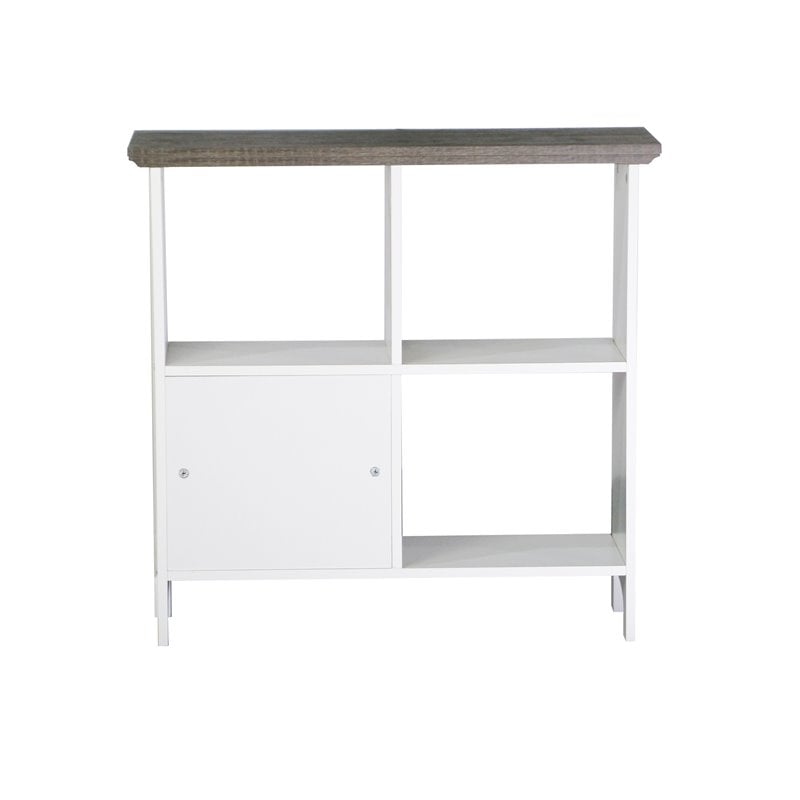 Saint Birch Olivia 4-Shelf Modern Wood Bookcase in Gray Oak/White