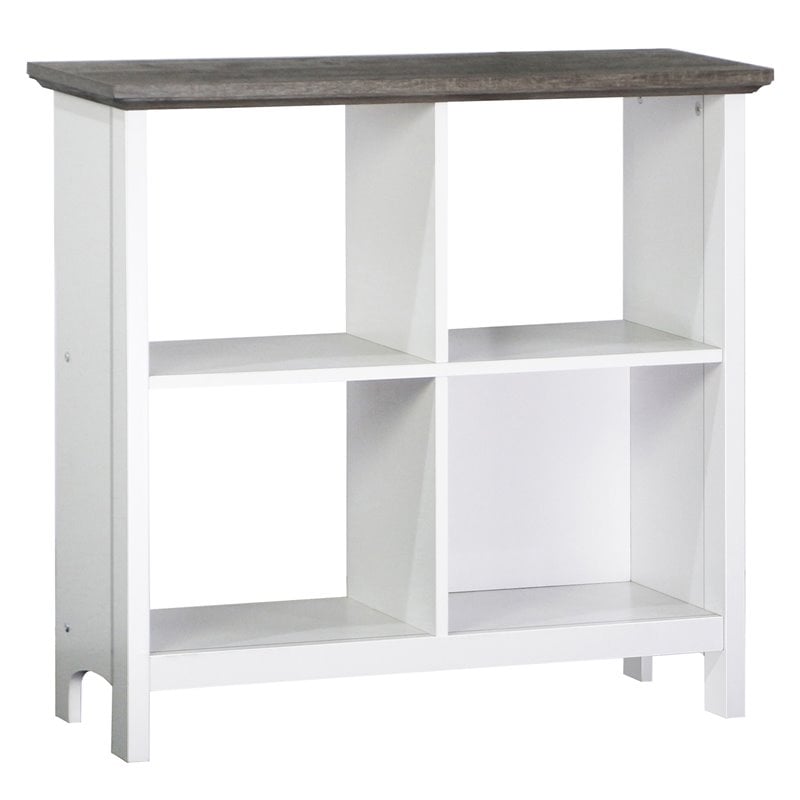 Saint Birch Olivia 4-Shelf Modern Wood Bookcase in Gray Oak/White