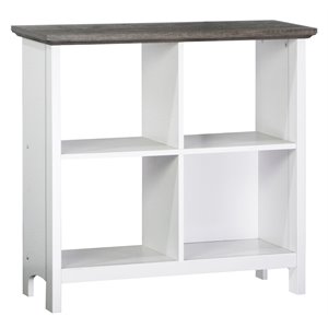 Saint Birch Olivia 4-Shelf Modern Wood Bookcase in Gray Oak/White