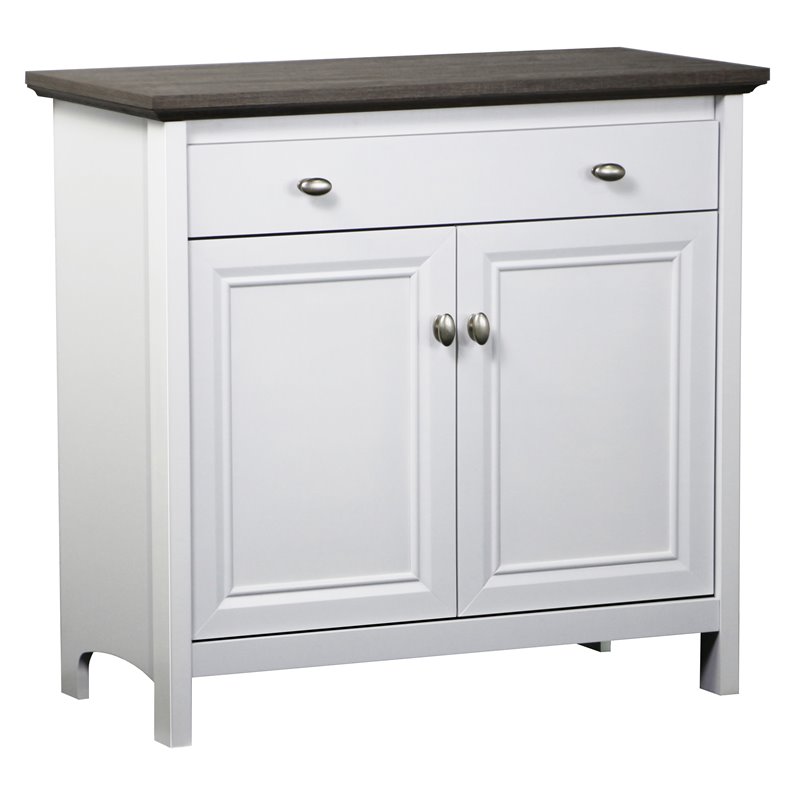 Saint Birch Olivia Modern Wood Storage Cabinet in Gray Oak/White