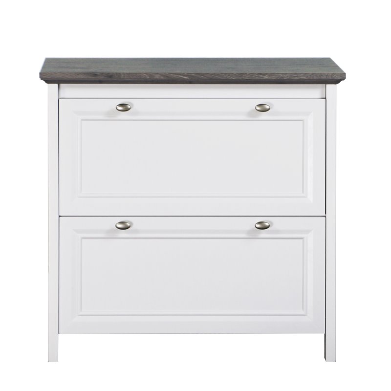 Saint Birch Olivia Modern Wood File Cabinet in Gray Oak/White