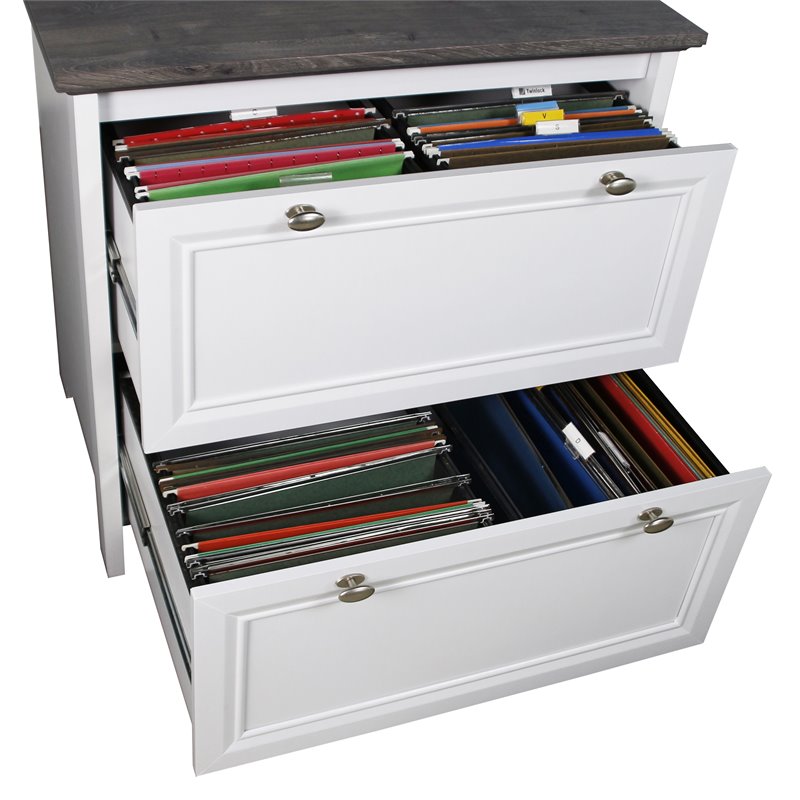 Saint Birch Olivia Modern Wood File Cabinet in Gray Oak/White