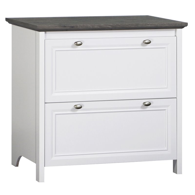 Saint Birch Olivia Modern Wood File Cabinet in Gray Oak/White