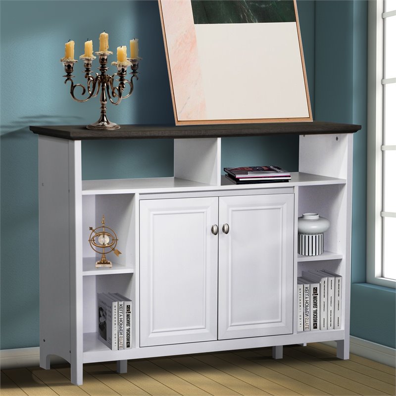 Saint Birch Olivia Modern Wood Console Table in Gray Oak/White