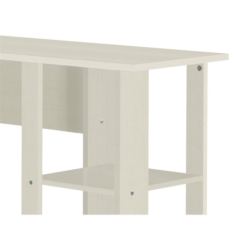Saint Birch Hanzila L-Shaped Transitional Wood Executive Desk in Antique White
