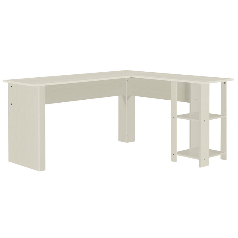 Saint Birch Hanzila L-Shaped Transitional Wood Executive Desk in Antique White