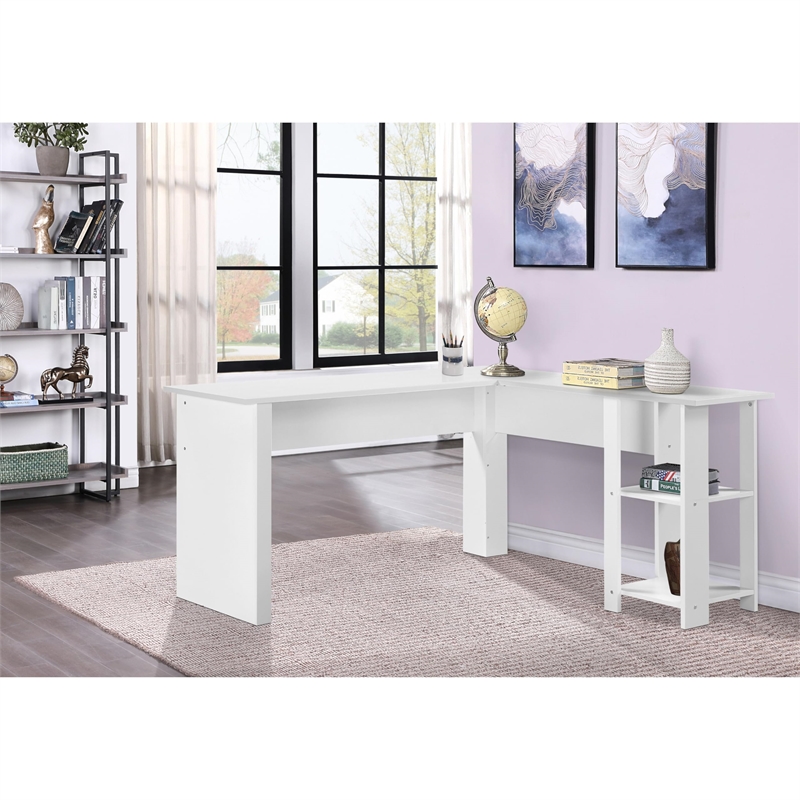 Saint Birch Hanzila L-Shaped Modern Wood Executive Desk in Cape Code Gray