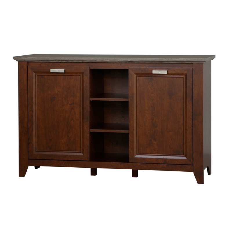 Saint Birch Kenneth 3-Door Modern Wood Credenza File Cabinet in Cherry/Gray Oak