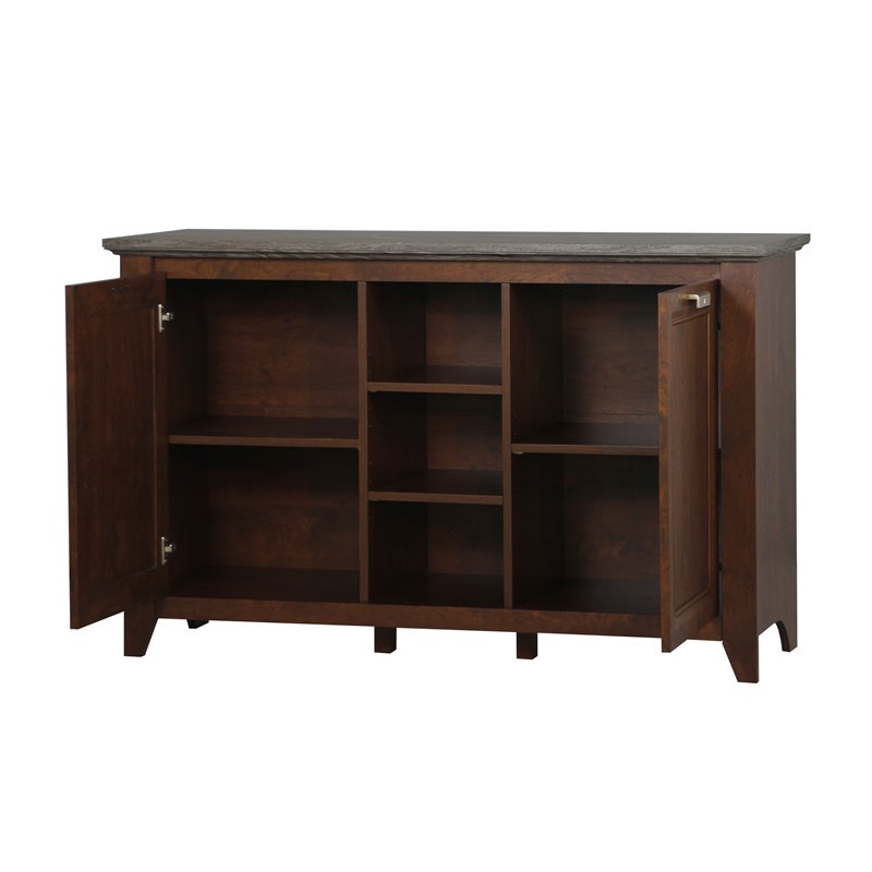 Saint Birch Kenneth 3-Door Modern Wood Credenza File Cabinet in Cherry/Gray Oak
