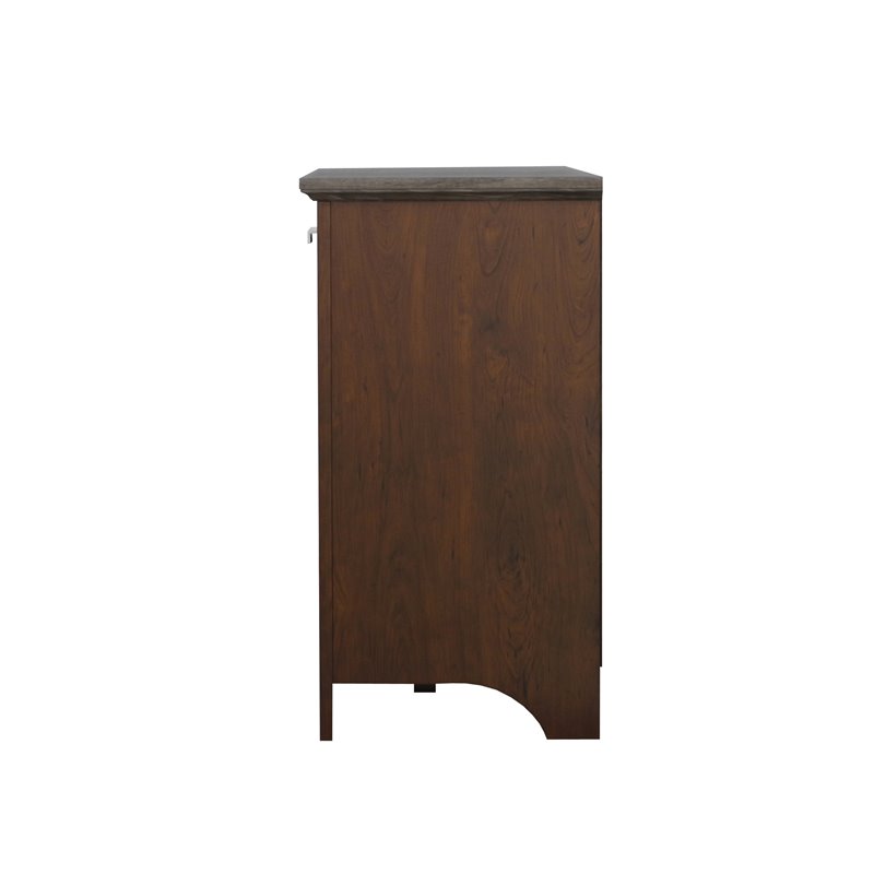 Saint Birch Kenneth 3-Door Modern Wood Credenza File Cabinet in Cherry/Gray Oak