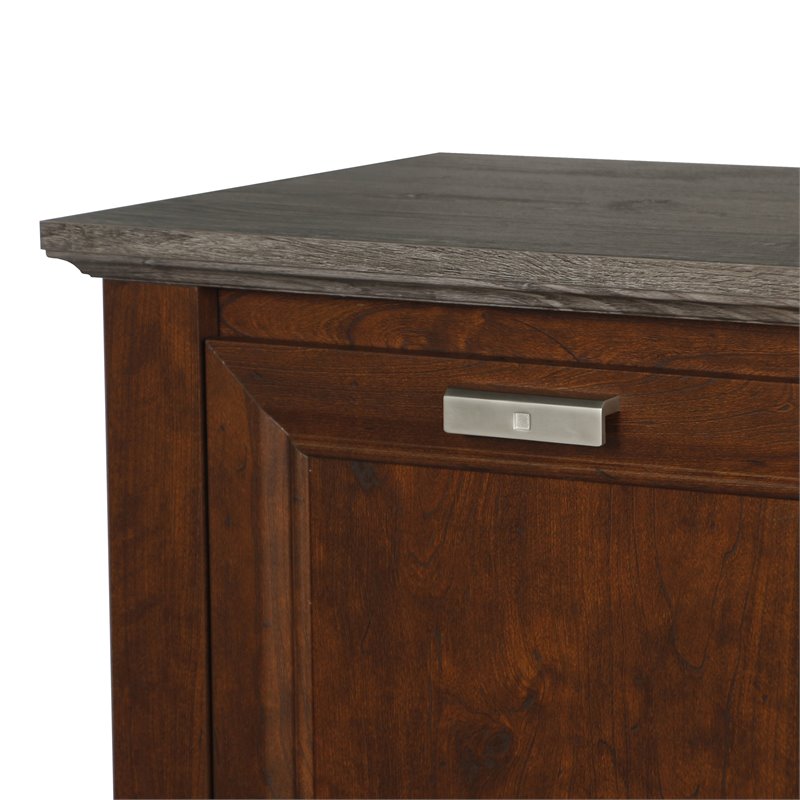 Saint Birch Kenneth 3-Door Modern Wood Credenza File Cabinet in Cherry/Gray Oak