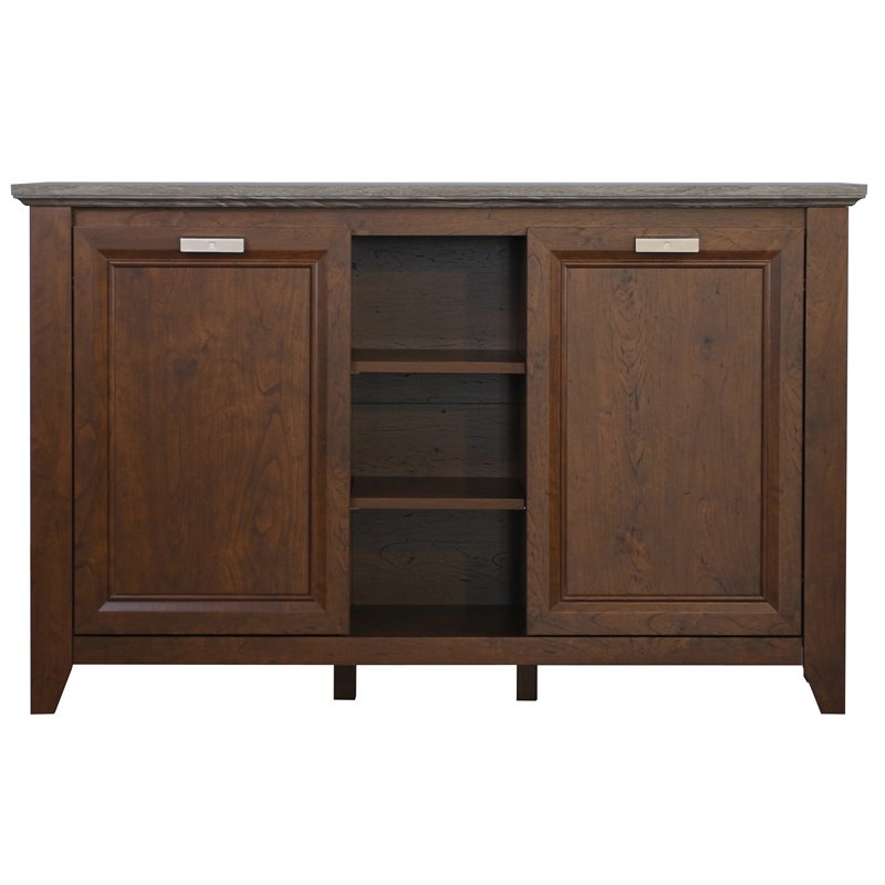 Saint Birch Kenneth 3-Door Modern Wood Credenza File Cabinet in Cherry/Gray Oak
