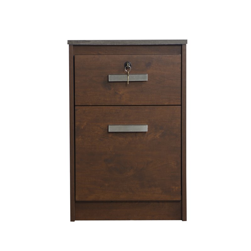 Saint Birch Kenneth 2-Drawer Modern Wood File Cabinet in Cherry/Gray