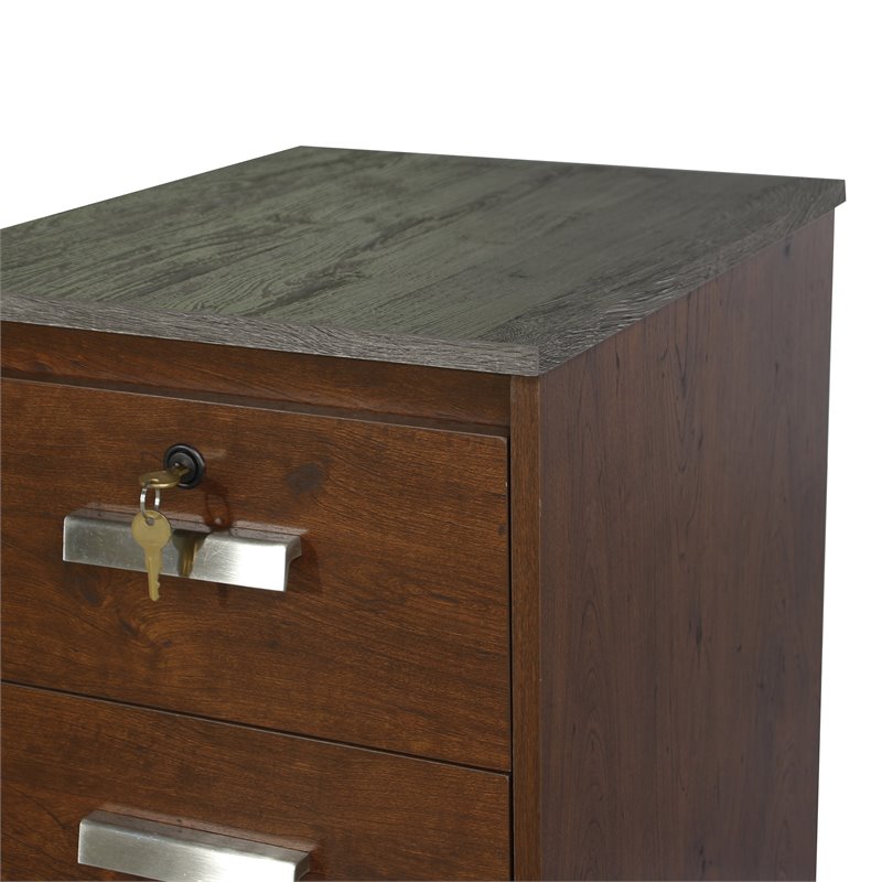 Saint Birch Kenneth 2-Drawer Modern Wood File Cabinet in Cherry/Gray