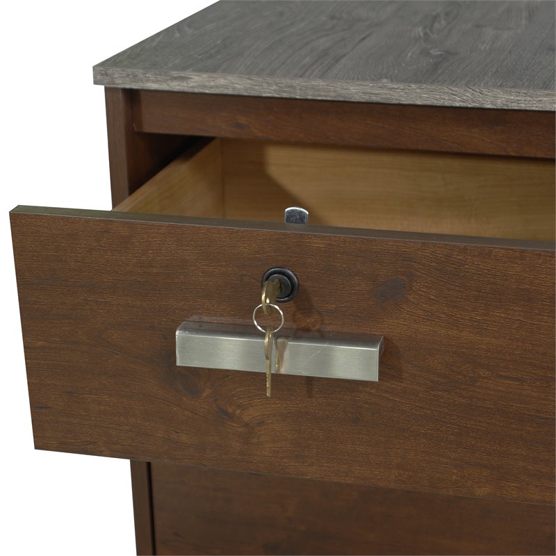 Saint Birch Kenneth 2-Drawer Modern Wood File Cabinet in Cherry/Gray