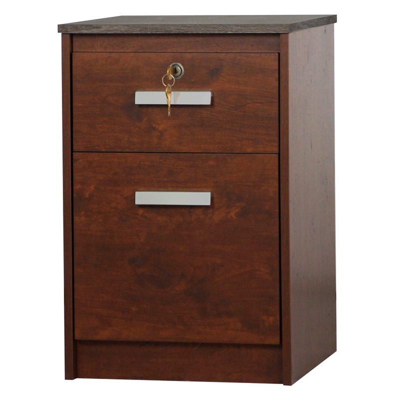 Saint Birch Kenneth 2-Drawer Modern Wood File Cabinet in Cherry/Gray