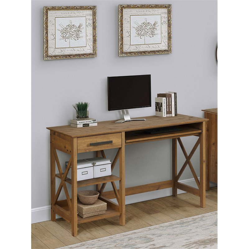 Saint Birch Austin Farmhouse 2-Shelf Wood Writing Desk in Rustic Brown
