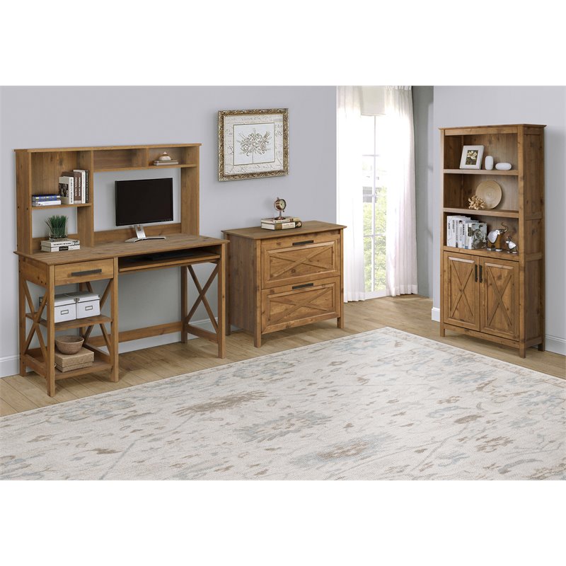 Saint Birch Austin Farmhouse 2-Shelf Wood Writing Desk in Rustic Brown