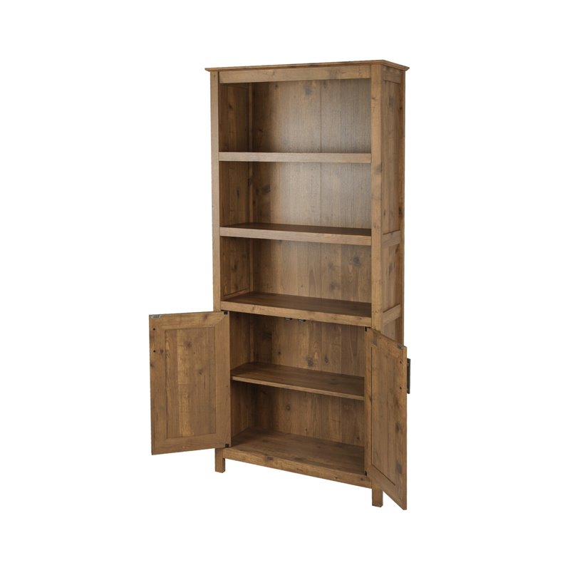 Saint Birch Houston 2-Door Farmhouse Wood Bookcase in Rustic Brown