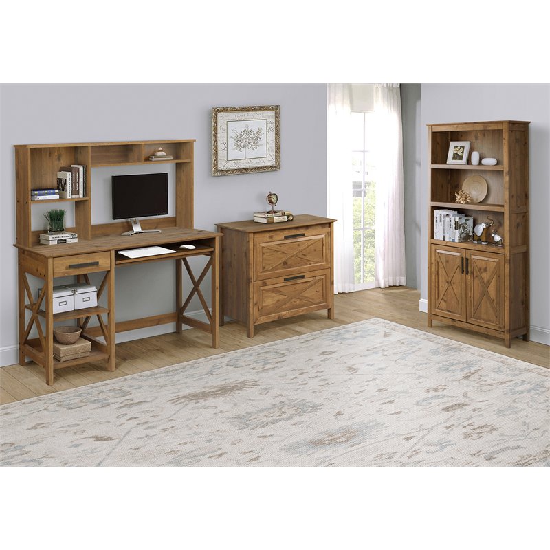 Saint Birch Houston 2-Door Farmhouse Wood Bookcase in Rustic Brown