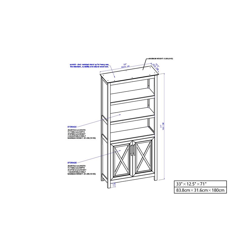 Saint Birch Houston 2-Door Farmhouse Wood Bookcase in Rustic Brown