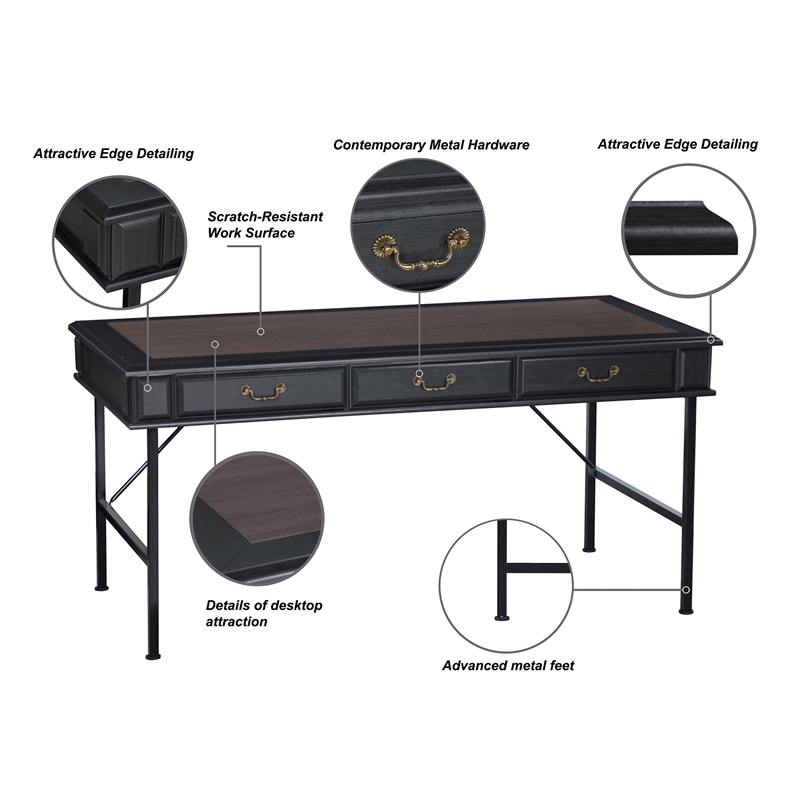 Saint Birch Contemporary Wood Writing Desk in Brown
