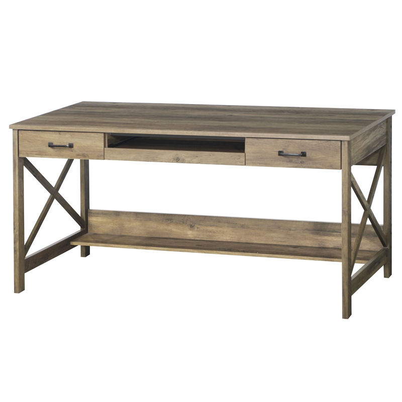 Saint Birch Alaska Wood 59.5 inches Writing Desk in Rustic Oak