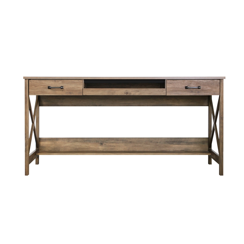 Saint Birch Alaska Wood 59.5 inches Writing Desk in Rustic Oak