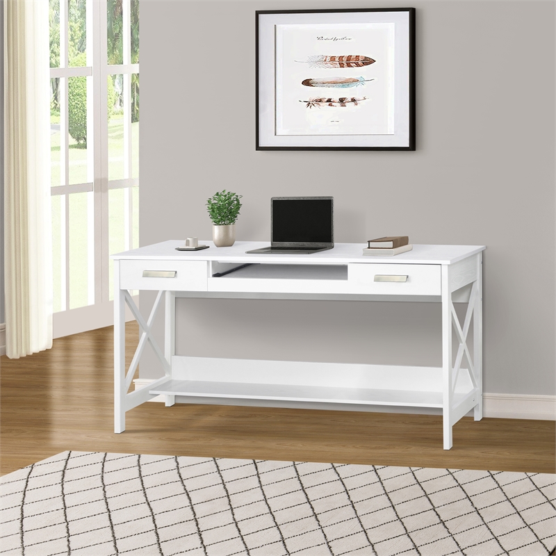 Saint Birch Alaska Wood 59.5 Inches Writing Desk in White