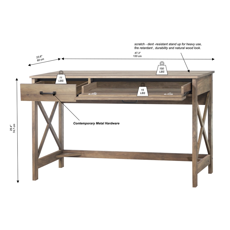Saint Birch Alaska 47 inches Wood Wrinting Desk in Rustic Oak