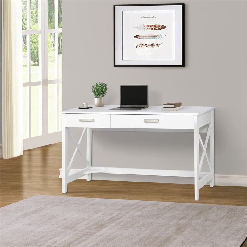Saint Birch Alaska Contemporary Wood 47 inches Wrinting Desk in White