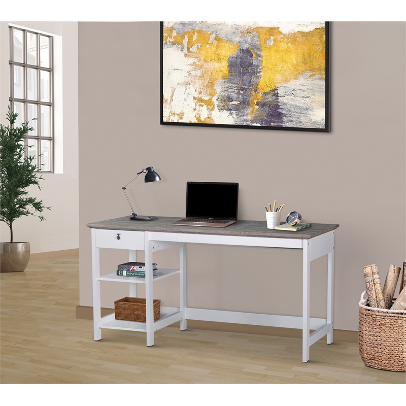 Saint Birch Finley Contemporary 59 Inches Wood Writing Desk in Walnut