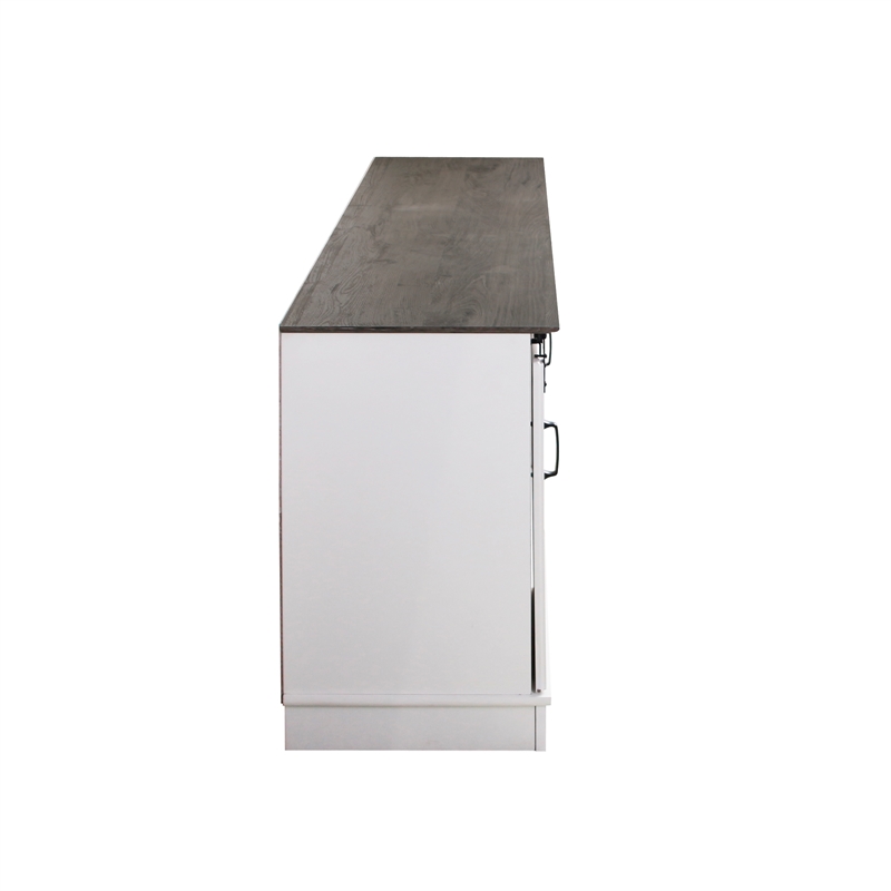 Saint Birch Finley 56 Inch Wood TV Stand With 2 Barn Doors in Gray Oak and White