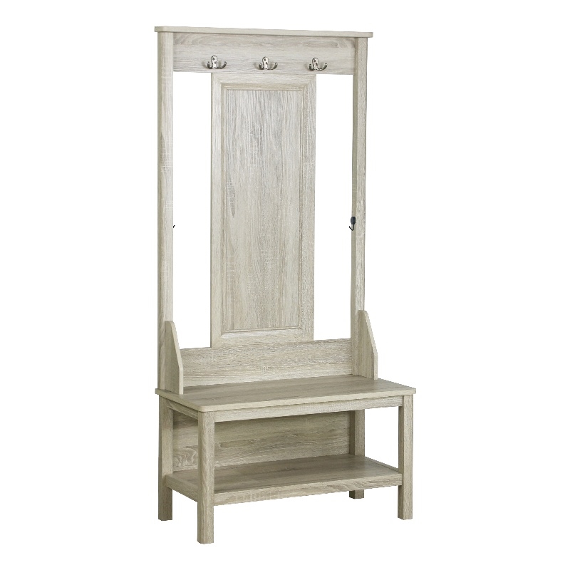 Saint Birch Finley Contemporary Wood Hall Tree And Shoe Bench in Gray