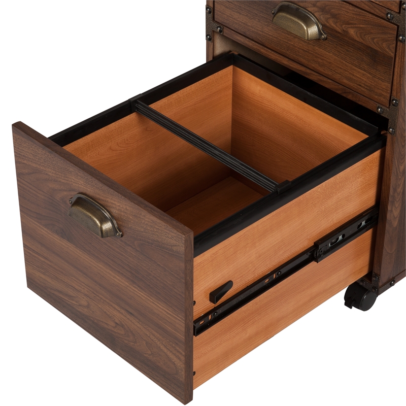 Saint Birch Logan Mobile Wood Filing Cabinet With 3 Drawer in Walnut