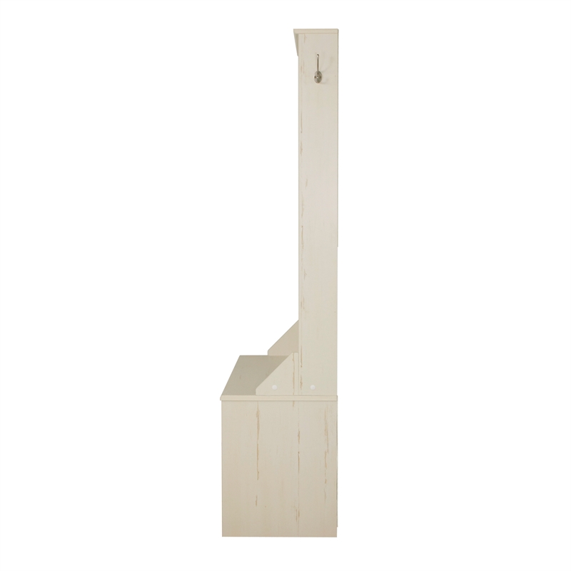Saint Birch Salisbury Wood Hall Tree and Shoe Bench in  Antique White