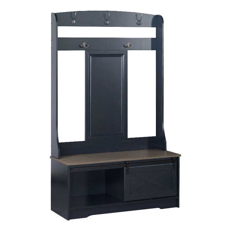 Sanit Birch Hawksbury Transitional Black Hall Tree & Shoe Bench