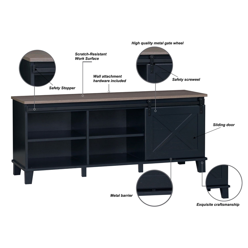 Saint Birch Austin Farmhouse Black TV Stand