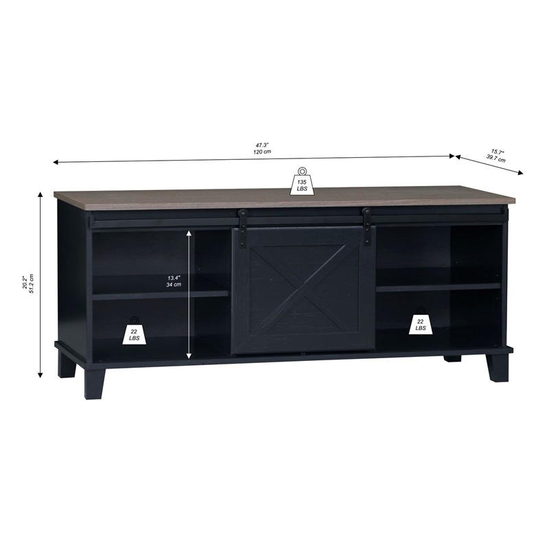Saint Birch Austin Farmhouse Black TV Stand