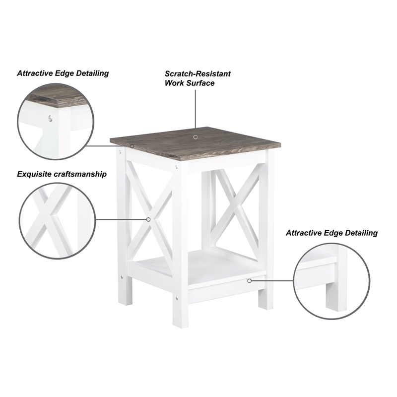 Saint Birch Lambert Modern Farmhouse White End Table